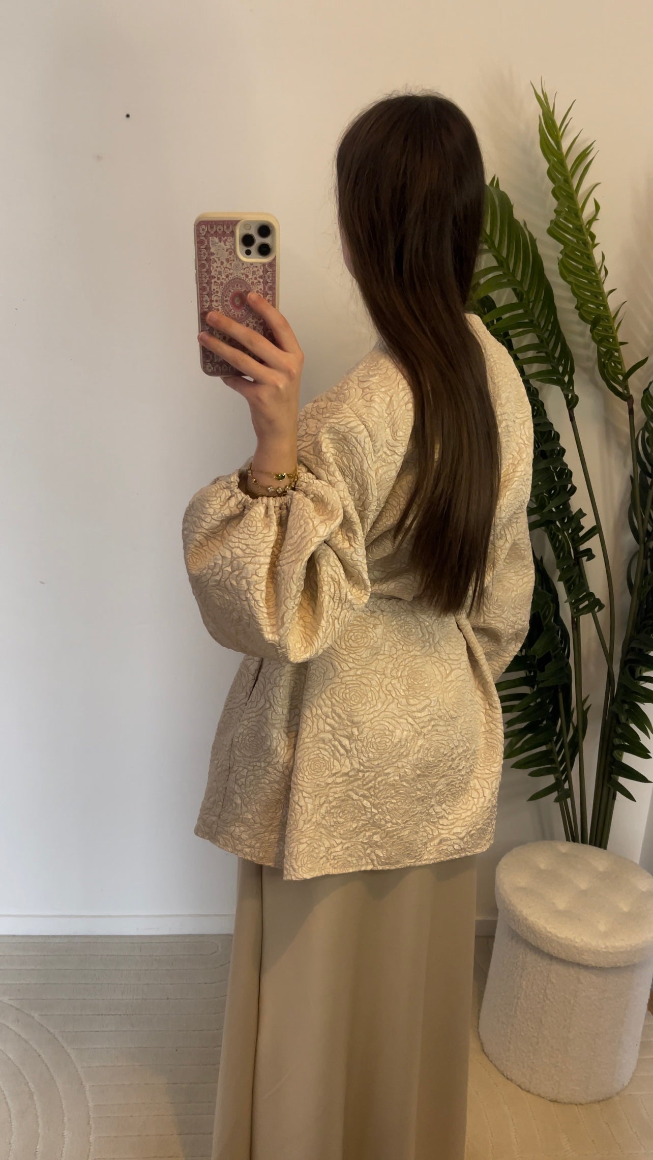 Veste kimono à poches • Beige