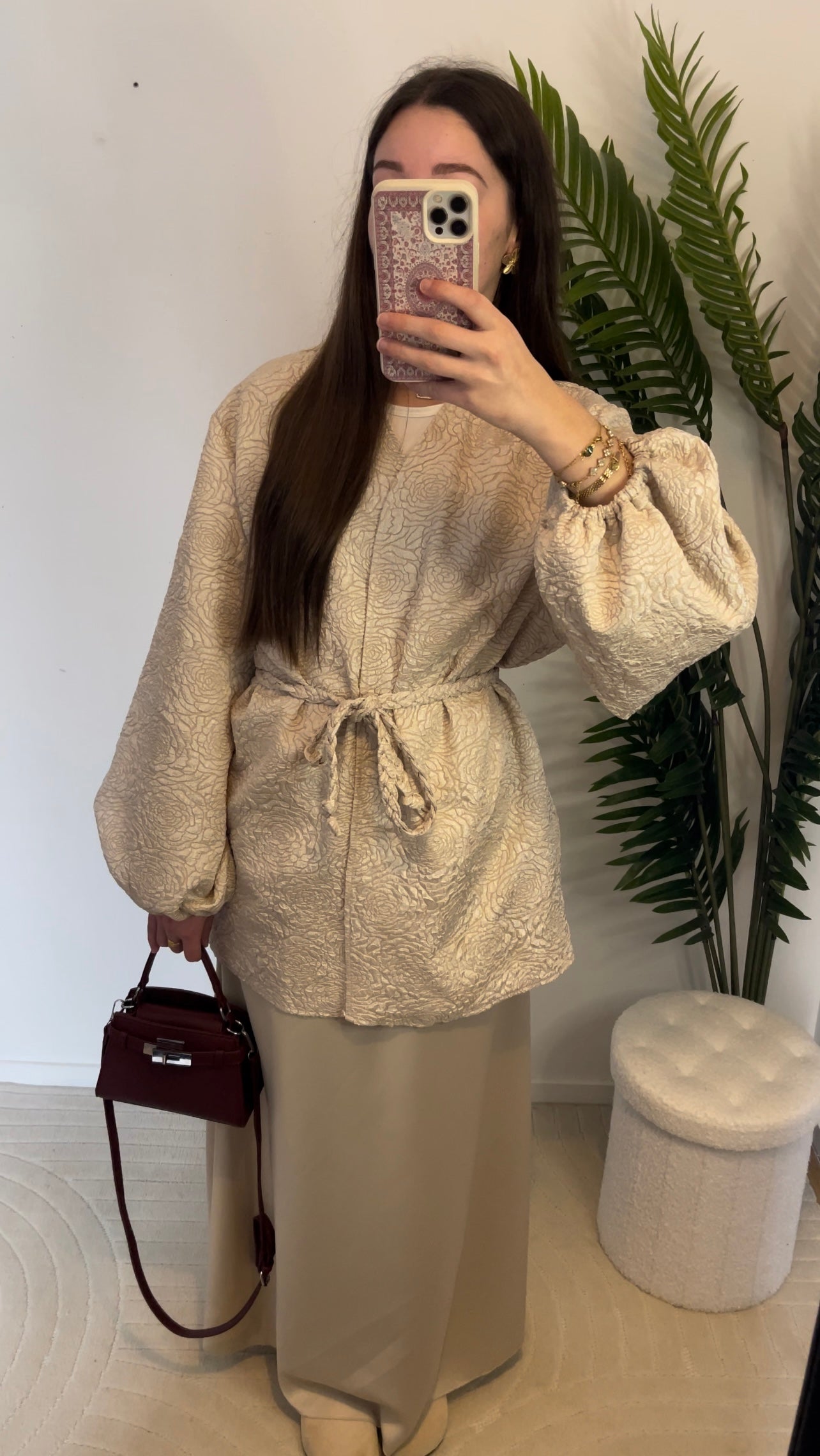 Veste kimono à poches • Beige