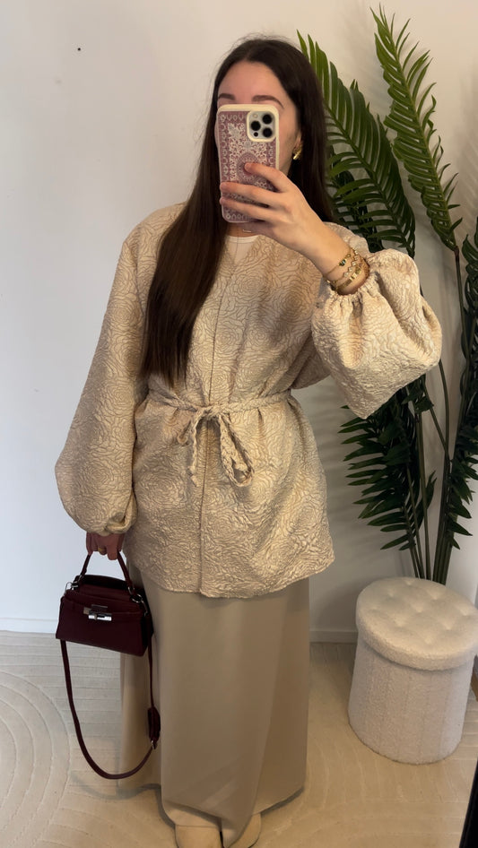 Veste kimono à poches • Beige