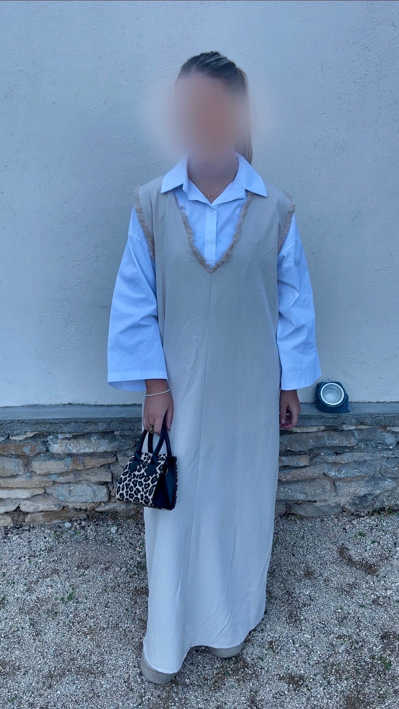 Robe avec chemise • Beige