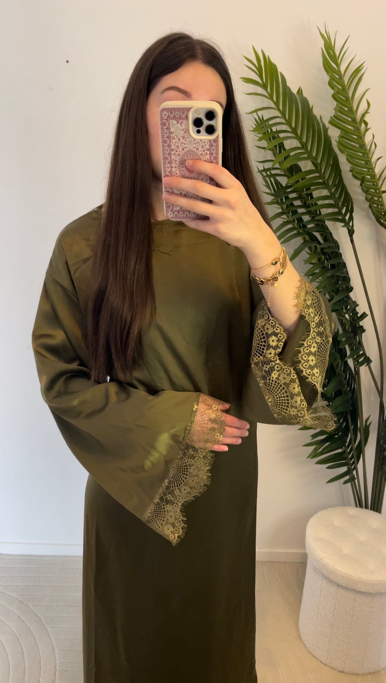 Robe dentelle à nouer • Kaki