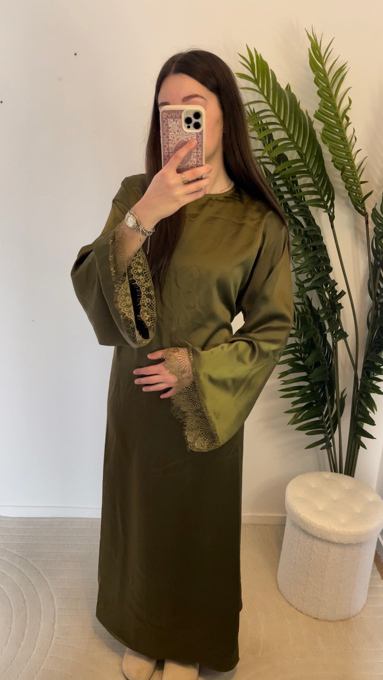 Robe dentelle à nouer • Kaki