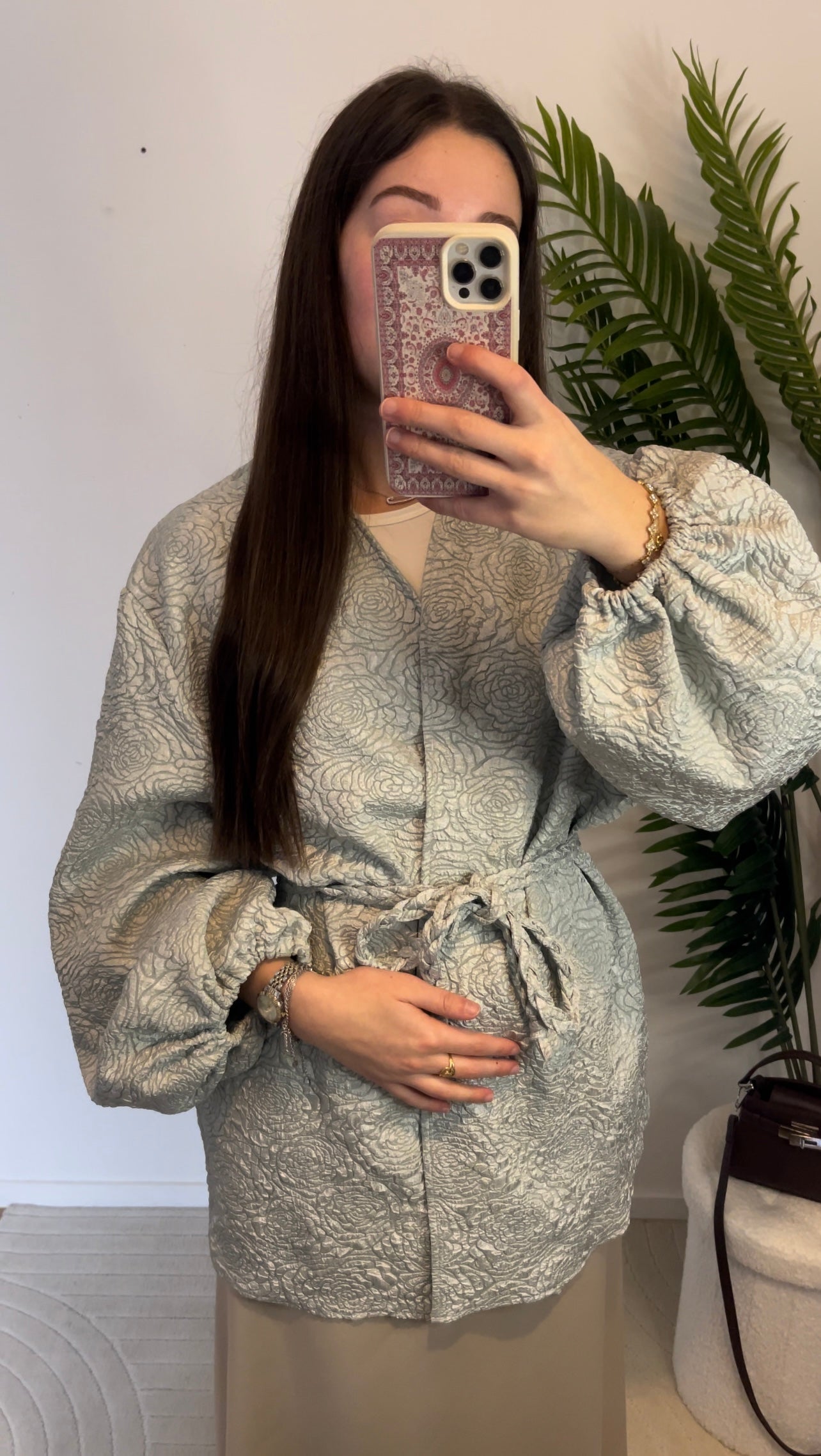 Veste kimono à poches • Vert d’eau
