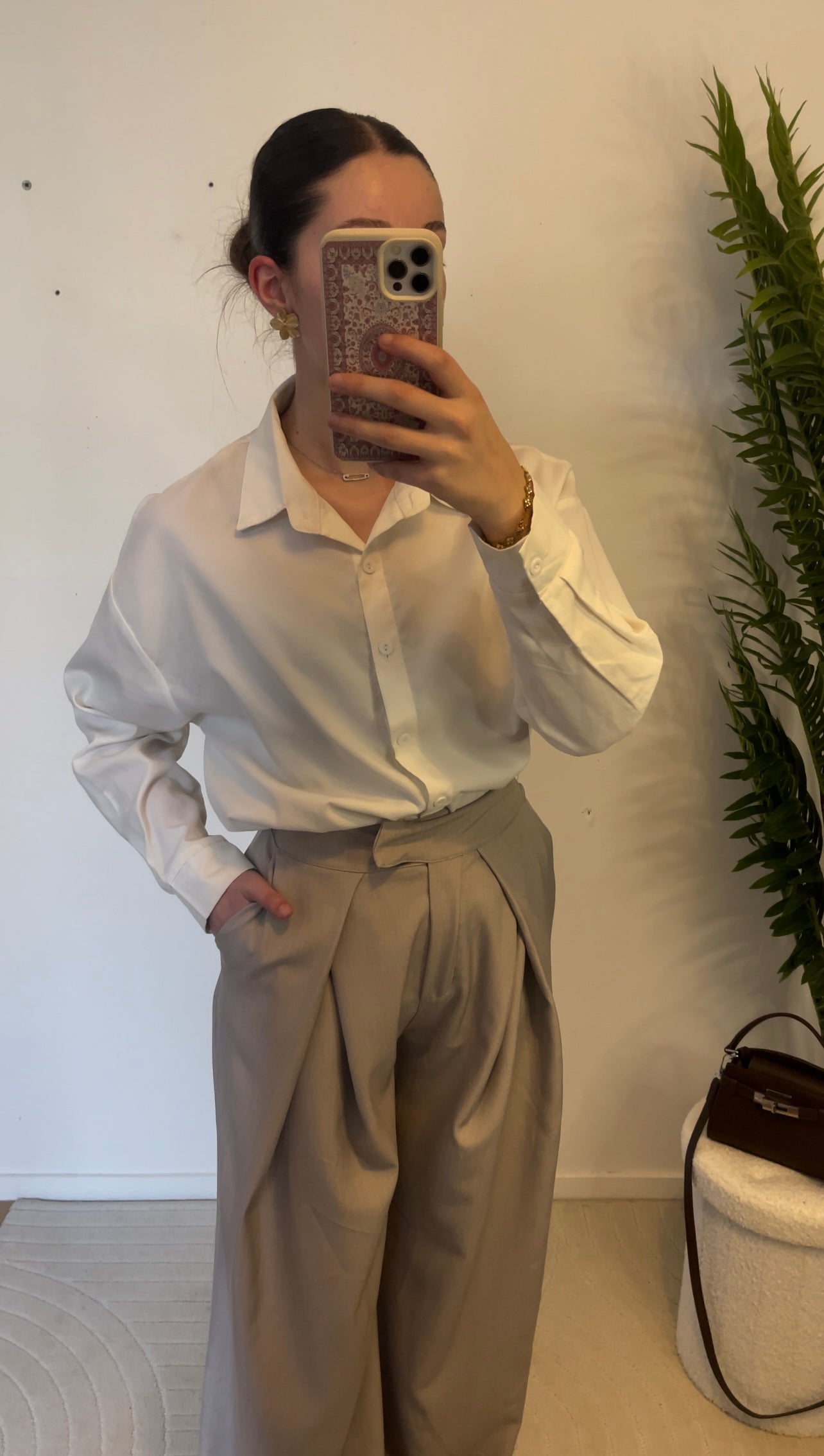 Pantalon large à pinces • Taupe