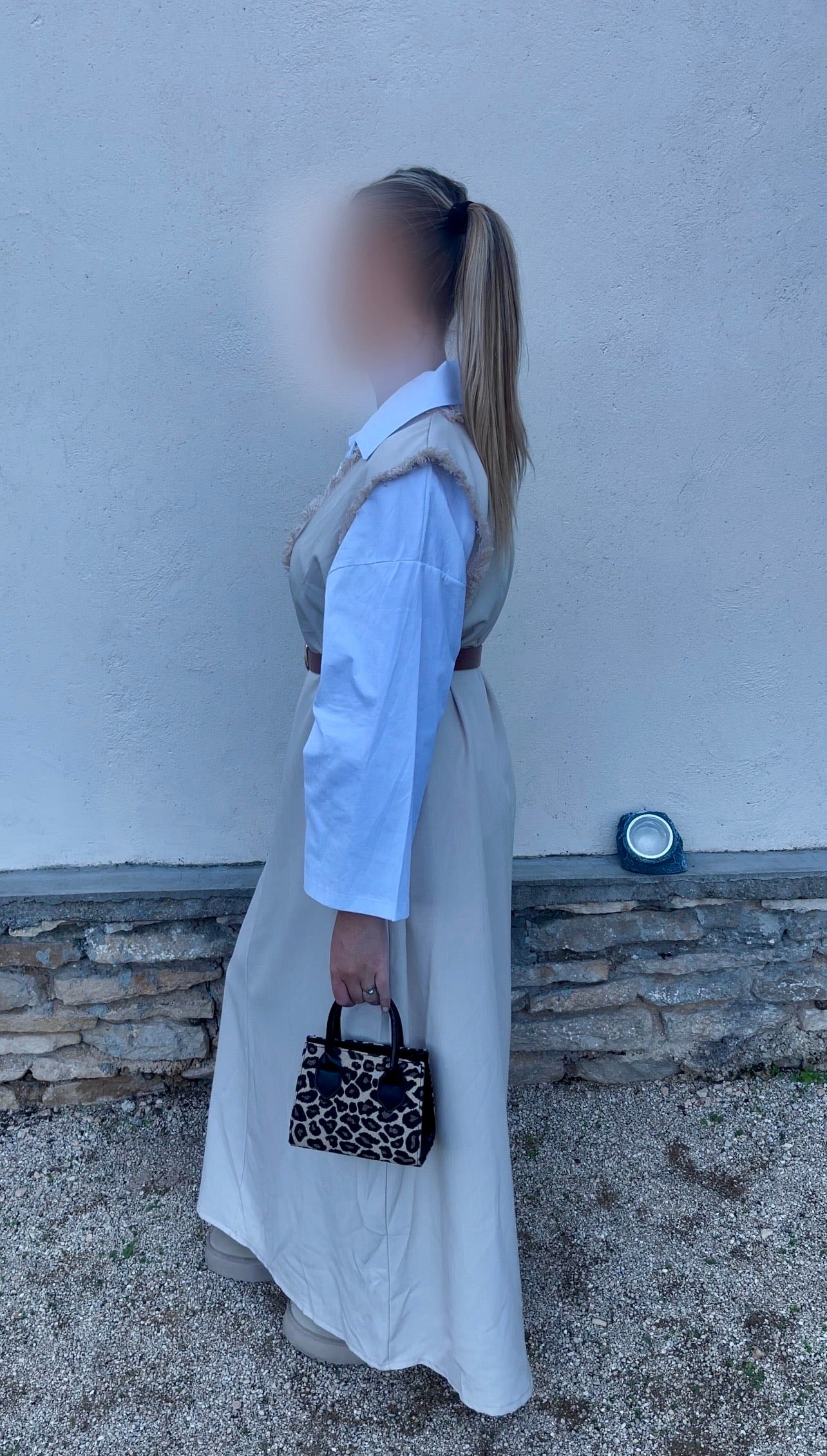 Robe avec chemise • Beige