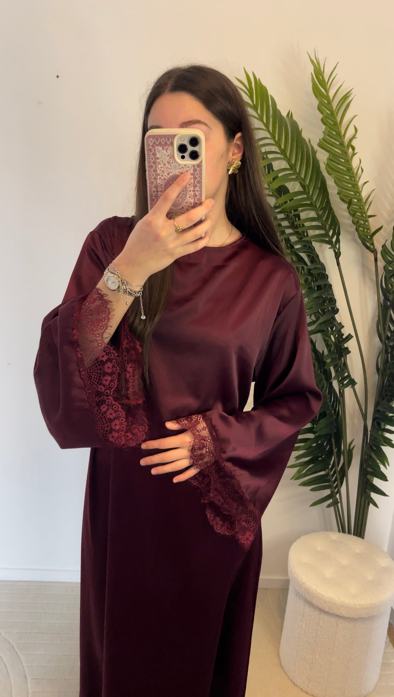 Robe dentelle à nouer • Bordeaux