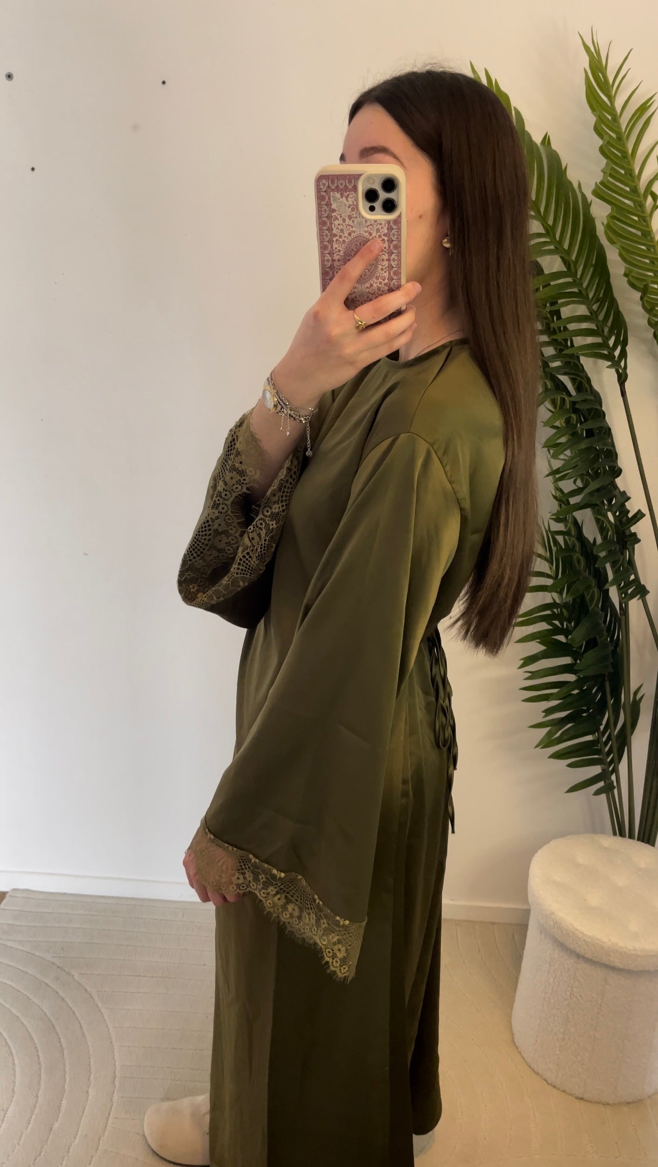 Robe dentelle à nouer • Kaki