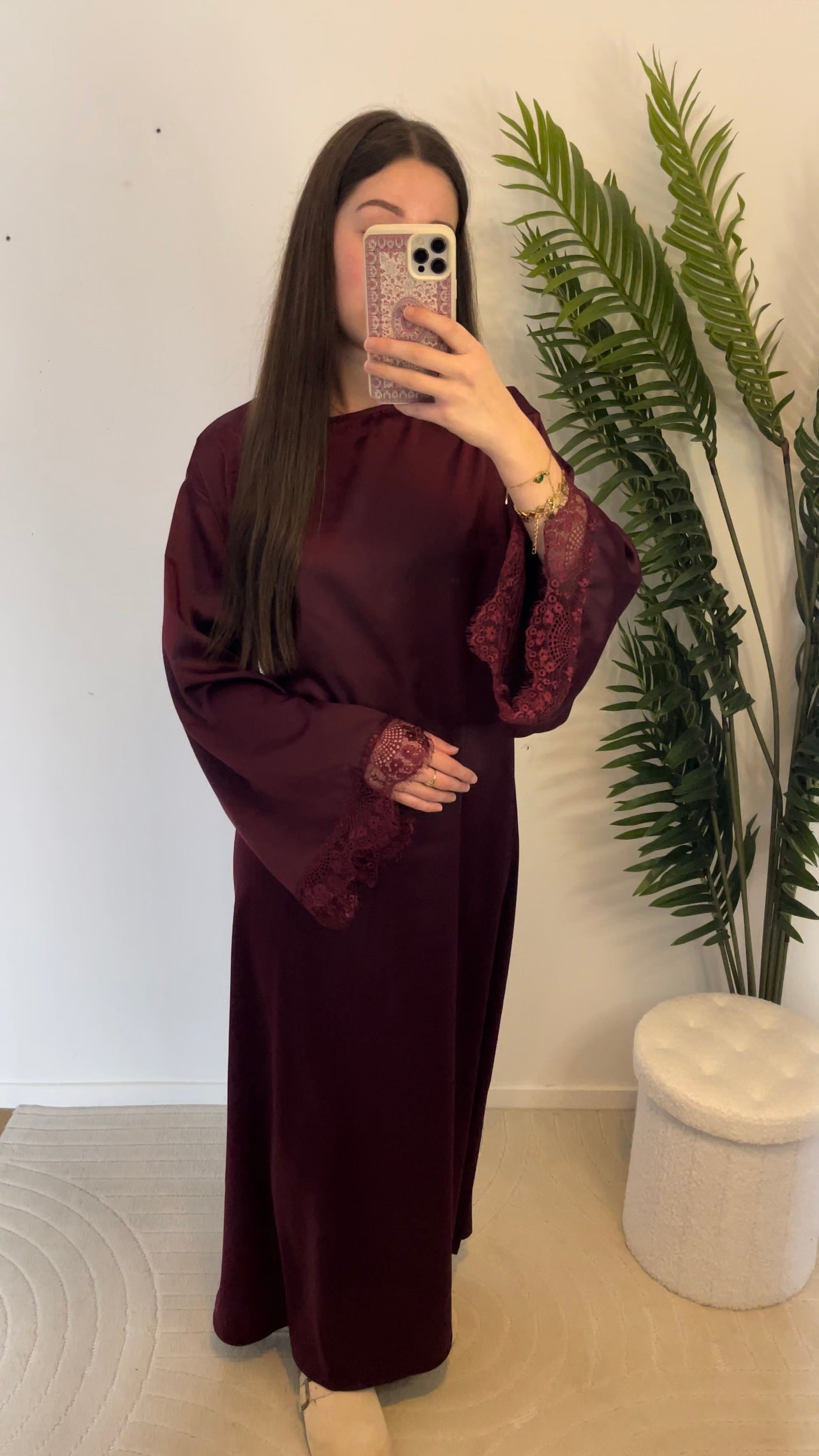 Robe dentelle à nouer • Bordeaux